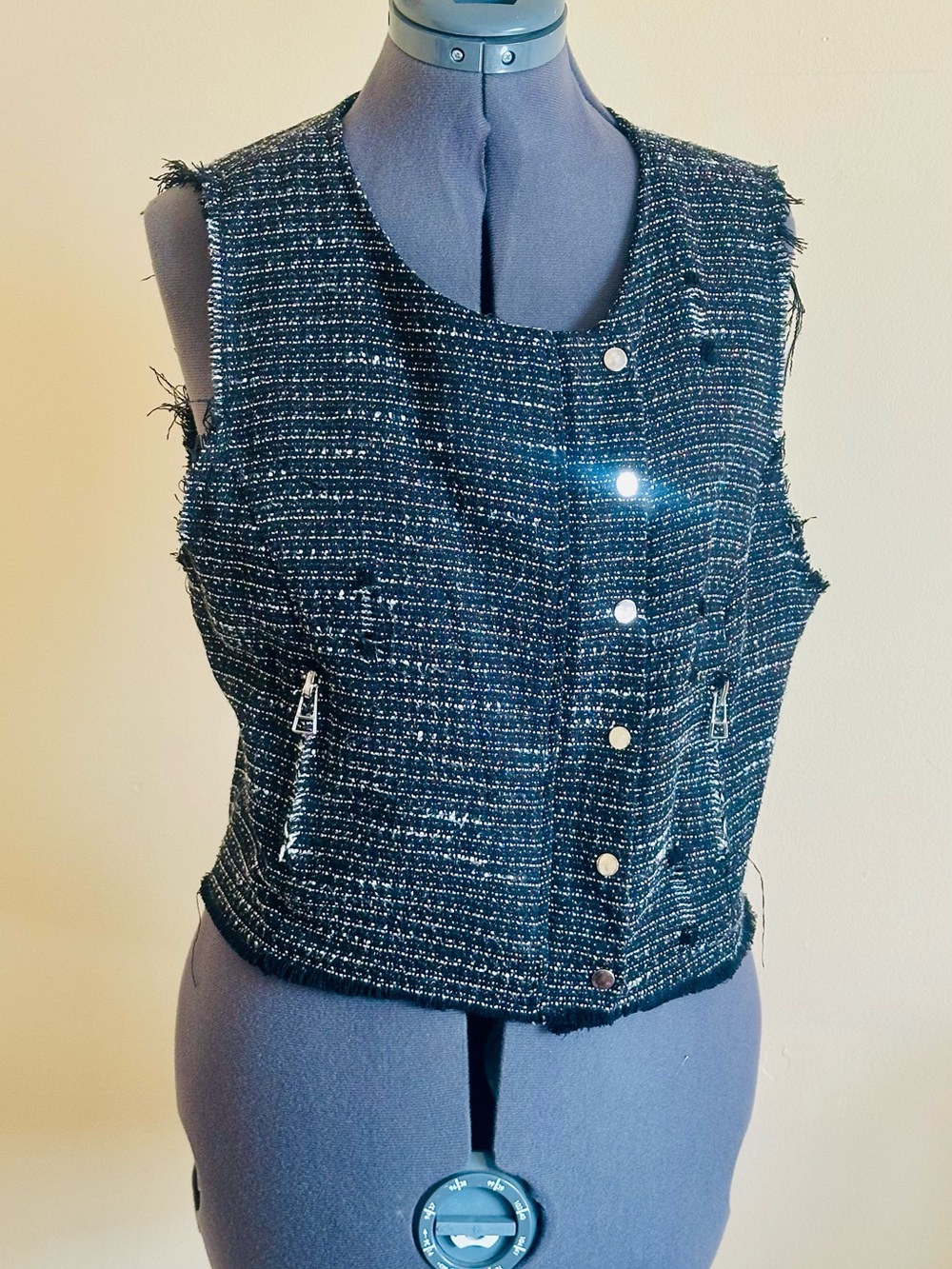 W118 By Walter Baker Tweed Button/Zipper Front Vest
